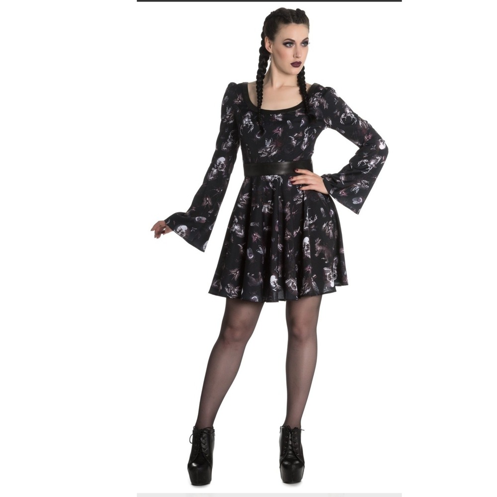 Spin Doctor Taxidermy Skater Dress Skull Insect Witchy Halloween Gothic Women XS